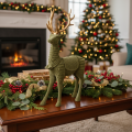 Decoratieve staande hertenfiguur, bekleed met fluweel en voorzien van gewei, 31 cm | Floristik24.nl