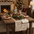 Tafelloper, decoratieve stof, met patroon, brede strikken, 35x120cm, 2 stuks | Floristik24.nl