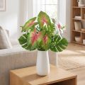 Kunstcaladium zesbladige groen/roze kunstplant zoals echt! | Floristik24.nl