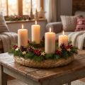 Strokrans blanco 30cm 2-delige set voor Adventdecoratie DIY deurkrans 30/6cm 2 stuks | Floristik24.nl