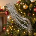 Kerstversiering met zilveren glitters, feestdecoratie, 50×40cm, 2 stuks | Floristik24.nl