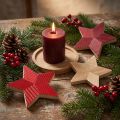 Houten kerststerren sterren gecanneleerd rood naturel 11cm 3 st | Floristik24.nl