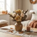 Kunstbloemenboeket, rozen, hortensia's, droge look, vintage decoratie, 38 cm | Floristik24.nl