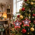 Ster voor het ophangen van rood, wit plastic 8,5 cm 2 stuks | Floristik24.nl
