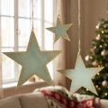Houten sterren voor het ophangen van raamdecoratie mint goud 12/20/26cm set van 3 | Floristik24.nl