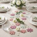 Strooidecoratie tafel bloemen hout wit roze paars 3,5cm 36st | Floristik24.nl