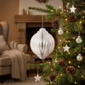 Honingraatbal Kerstbal papier wit FSC Ø15cm H20cm | Floristik24.nl