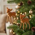 Decoratief figuur rendier jong bruin 7,5cm geflockt 2 st | Floristik24.nl