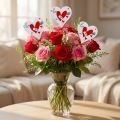 Bloemplug hart wit met strik 7cm 12 st | Floristik24.nl