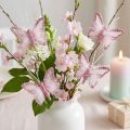 Decoratieve clip met veer en vlindermotief, roze en wit, 5x4,5 cm, 4 stuks | Floristik24.nl