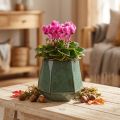 Bloempot keramiek plantenbak groen zeshoekig Ø10cm H9cm | Floristik24.nl