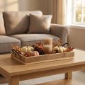 Houten dienblad met handgrepen decoratief dienblad naturel zwart 35×22,5cm | Floristik24.nl