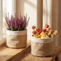 Plantenbak Jute Stoffen Mand Utensilo Naturel Ø21cm H19cm 3st | Floristik24.nl