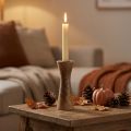 Stokkandelaar houten kandelaar naturel Ø6cm H20cm | Floristik24.nl