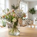 Decoratieve hanger hart bloem vlinder wit naturel 9cm 3st | Floristik24.nl