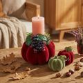 Mini pompoenversieringen, met een fluweelachtige afwerking – diverse herfstkleuren, 9,5 cm, 3 stuks | Floristik24.nl