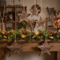 Decoratieve sterren om op te hangen grenen sterren naturel 15cm 4 st | Floristik24.nl