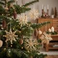Kerststro sterren kerstboomversiering 8cm 12 stuks | Floristik24.nl