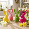 Decoratieve paashaasfiguur met parelketting, perfect voor de woonkamer of slaapkamer, 13 cm, 4 stuks | Floristik24.nl