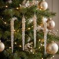 Decoratieve ijspegels om op te hangen champagne glitter 14,5cm 4st | Floristik24.nl