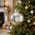 Kerstbal kunststof klein Ø14cm zilver | Floristik24.nl