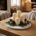 Decoratieve houten schijf met schors witte onderzetter multiplex Ø20cm | Floristik24.nl