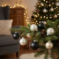 Kerstbal, kerstboomhanger, boomdecoratie zwart/zilver/parelmoer H6,5cm Ø6cm echt glas 24 st | Floristik24.nl