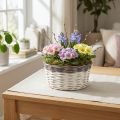 Decoratieve ronde plantenmand Ø20cm Wit Bruin Lentedecoratie | Floristik24.nl