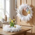 Verenkrans wit Ø25cm Paasdecoratie echte veren sierkrans 2 stuks | Floristik24.nl