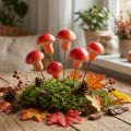 Decoratieve paddenstoelen op draad, rood, herfstdecoratie, om op te plakken, 7 cm, 24 stuks | Floristik24.nl