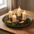 Bord met 4 kaarsenhouders Ø25cm H3cm Grijs | Floristik24.nl
