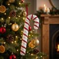 Deco Zuurstok Kerst Rood Wit Gestreept H34cm | Floristik24.nl
