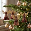 Papieren engel kerstengel decoratie wijnrood roze H12cm 4st | Floristik24.nl