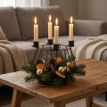 Kaarshouder metaal grijs gaasmandje Adventskrans Ø14cm | Floristik24.nl