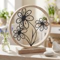 Metalen bloemen tafeldecoratie hout metalen veerdecoratie H19cm | Floristik24.nl