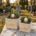 Plantenlade met handvat oranje wit hout 12/15cm set van 2 | Floristik24.nl