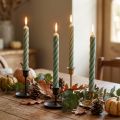 Rustieke kaarsen stokkaarsen groen gekleurd 250/28mm 4 st | Floristik24.nl