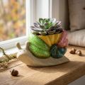 Decoratieve slakkenbloempot, keramische bloempot, kleurrijk, 19×8,5×11cm | Floristik24.nl