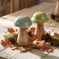 Houten paddestoelen decoratieve paddestoelen hout grijs groen Ø6cm H10cm 2st | Floristik24.nl