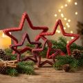 Ster om op te staan Kerstdecoratie jute rood 13/18cm 4st | Floristik24.nl