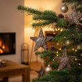 Decoratieve sterren grenen natuurlijke kerstboomversiering grenen sterren 6cm 12 st | Floristik24.nl