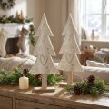 Kerstboomvilt decoratie met hart crème beige H35cm 2 st | Floristik24.nl