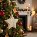 Houten ster, natuurlijk kerstversiering, Ø13,5cm, FSC hout | Floristik24.nl