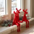 Edge Kruk Eland Decoratie Kerstmis Gevlokt 31cm Rood 3 stuks | Floristik24.nl