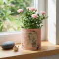 Decoratieve bloempot van zalmkleurig metaal, plantenbak Ø15,5 cm H15 cm | Floristik24.nl