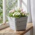 Bloembak houten plantenbak shabby chic grijs 19x19x15.5cm | Floristik24.nl