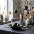 Decoratieve paaseieren echt ganzenei zwart met gouden glitters H7,5–8,5cm 10 stuks | Floristik24.nl