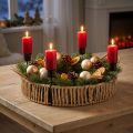 Decoratief dienblad hout naturel metaal kaarsenhouder zwart Ø30cm | Floristik24.nl