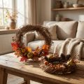 Natuurlijke druivenkrans Ø15cm, set van 10 - Ideaal voor herfst-, kerst-, paas- en rouwdecoraties | Floristik24.nl