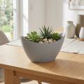 Decoratieve kom kunststof grijs 20cm x 9cm H11,5cm 1 stuk | Floristik24.nl